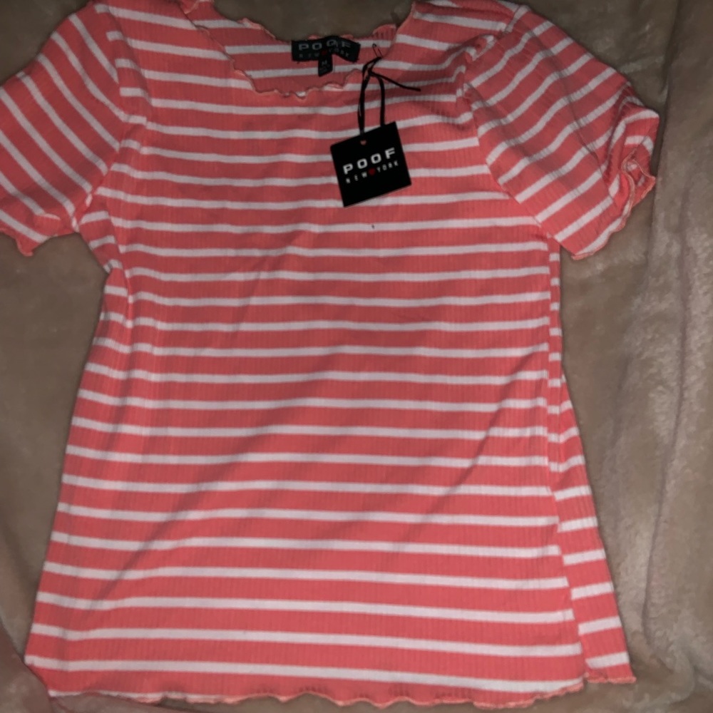 striped lettuce trim crop top tee